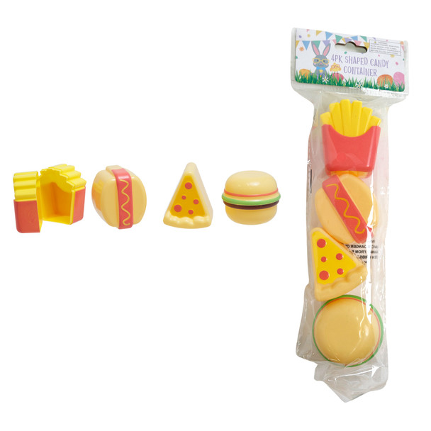EASTER CANDY CONTAINER 4PC FAST FOOD SHAPE 2.36IN/PBH