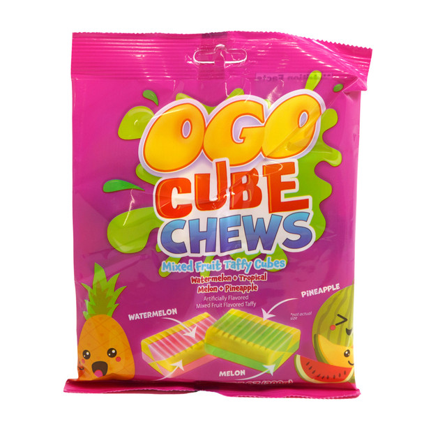 OGO MIXED FRUIT TAFFY CUBE CHEWS 5 OZ PEG BAG