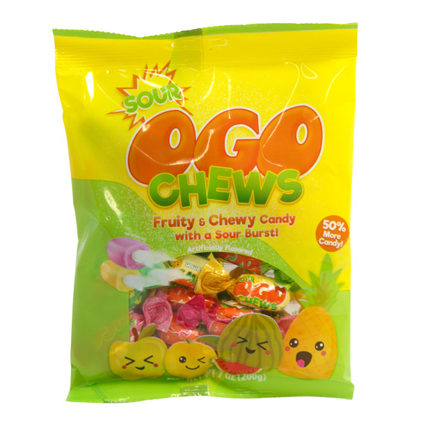 OGO SOUR FRUIT CHEWS 5 OZ PEG BAG