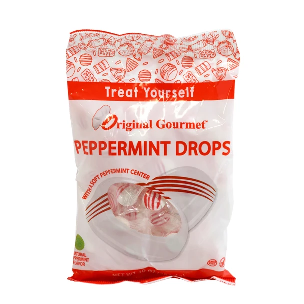 PEPPERMINT DROPS W/SOFT CENTER 10 OZ PEG BAG
