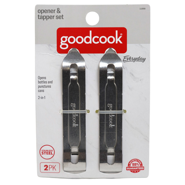 CAN OPENER AND TAPPER 2PC SET SILVER GOODCOOK CARDED