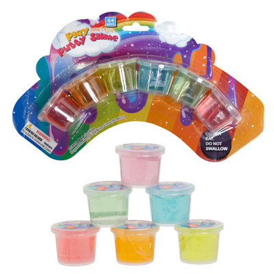 PLAY PUTTY SLIME RAINBOW 6PK/6AST SOLID COLORS 18G PER TUBE