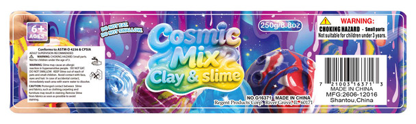 CLAY & SLIME DUO 4AST PLANET PLAY KIT 250G TOTAL PER BOTTLE/12PC PDQ