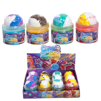 CLAY & SLIME DUO 4AST PLANET PLAY KIT 250G TOTAL PER BOTTLE/12PC PDQ