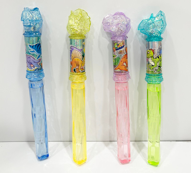 BUBBLE TUBE LIGHT-UP DINO 70ML/2.4OZ -11.4IN 4AST COLOR/2 DINO HEAD SHAPE IN 16PC PDQ