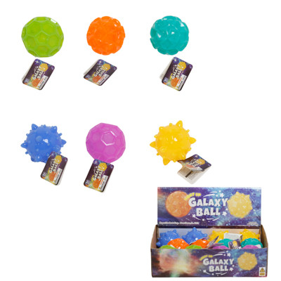 GALAXY BALL LIGHT-UP 2-2.5IN IN 12PC PDQ 6AST COLORS/AST SHAPES
