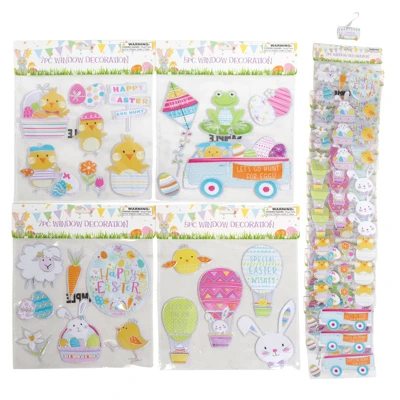 WINDOW STICKER EASTER 4AST ON 12PC DISPLAY STRIP