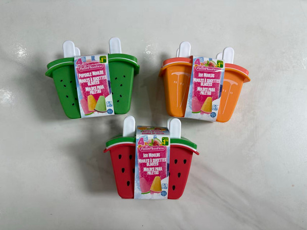 ICE POP MOLD 4PK 3AST FRUIT LIME.ORANGE/STRAWBERRY SLEEVE CARD