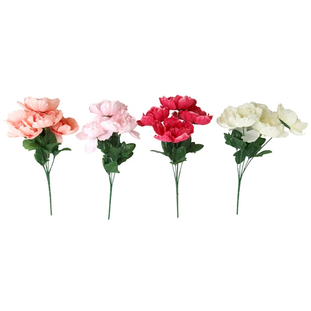 PEONY BUNCH FAUX 13IN 5 STEM 4AST COLORS EA/HT