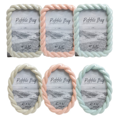 FRAME PLASTIC ROPED EDGE OVAL/RECT 4X6 EA IN 3AST COLORS/UPC LABEL