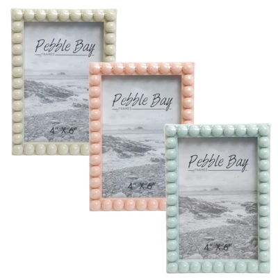 FRAME PLASTIC BEADED 4X6 3AST COLORS/UPC LABEL