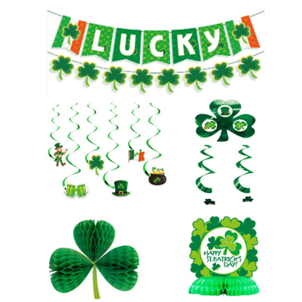 PARTY DECOR ST PAT 6AST BANNER/TABLE/HANGING HONEYCOMB/FOIL/PAPER
