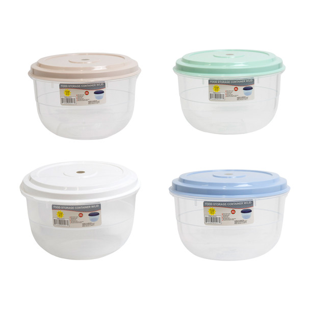 FOOD STORAGE CONTAINER 2.5 QT - 4 LID COLORS/CLEAR BOTTOM