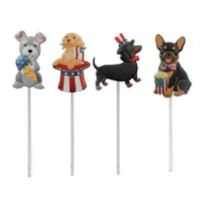 PATRIOTIC PUPPY PICKS METAL 4AST 14IN/BARBELL LABEL