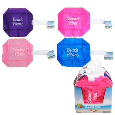 COSMETIC POUCH PVC SUMMER THEME 8X3.5X4 4AST/36PC PDQ