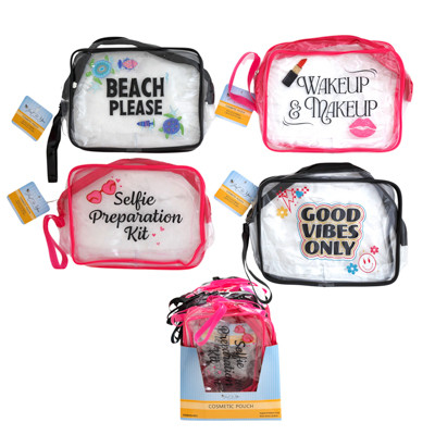 COSMETIC POUCH PVC 4AST 8X3.5X6IN 36PC PDQ/HT
