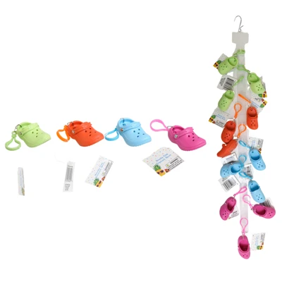 CLOG MINI W/PLASTIC CLIP FOR PURSE/BACKPACK DECOR 4AST EA W/HT ON 12PC MDSGSTRIP