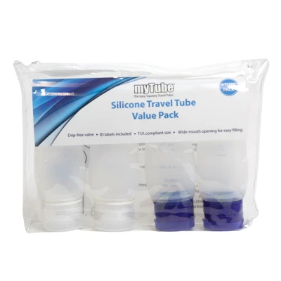 TRAVEL KIT 4PC SET SILICONE BOTTLES 4-3OZ TUBES