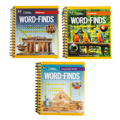 NATIONAL GEOGRAPHIC SPIRAL BOUND JUMBO WORD FIND 3 ASST 194PG FLOOR DISPLAY PP 12.99