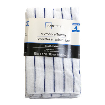 MAINSTAYS MICROFIBER DISHCLOTHS 4PK 19X16 BLUE/WHITE *6.94*
