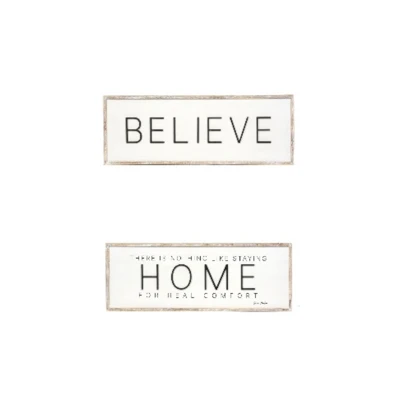 WALL SIGN 47X17X1.5 BELIEVE/HOME REVERSIBLE SIGN (100.00)