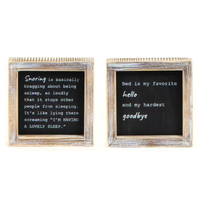 WALL SIGN 5X5X1.5 SNORING/BED REVERSIBLE WOOD (10.00)