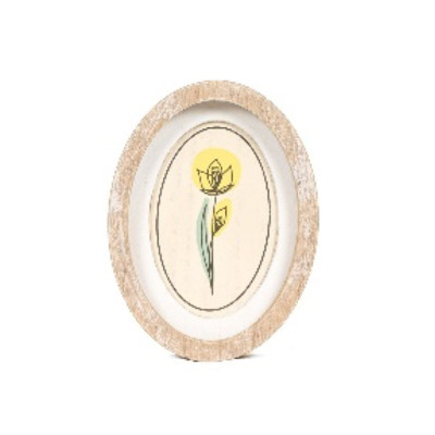 WALL SIGN 6X8X1.5 OVAL/DAFFODIL REVERSIBLE WOOD (14.00)