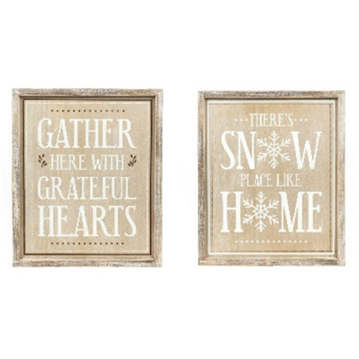 WALL SIGN 17X20X1.5 SNOW/GATHER REVERSIBLE WOOD (50.00)