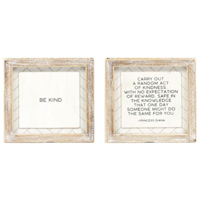 WALL SIGN 6X6X1.5 KIND/KINDNESS REVERIBLE WOOD (14.00)