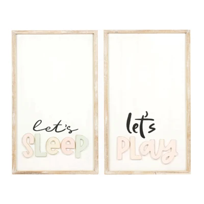 WALL SIGN 17X32X1.5 SLEEP/PLAY REVERSIBLE WOOD (58.00)