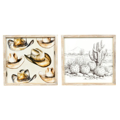 WALL SIGN 17X17X1.5 HAT/CACTUS REVERIBLE (44.00)