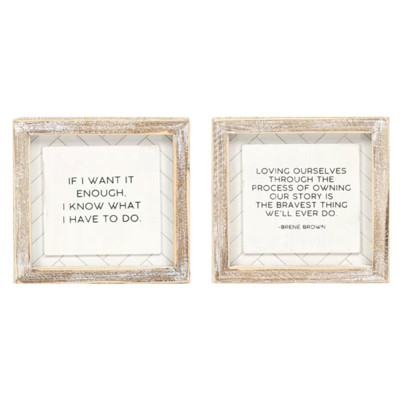 WALL SIGN 6X6X1.5 WANT/DO REVERSIBLE WOOD (14.00)