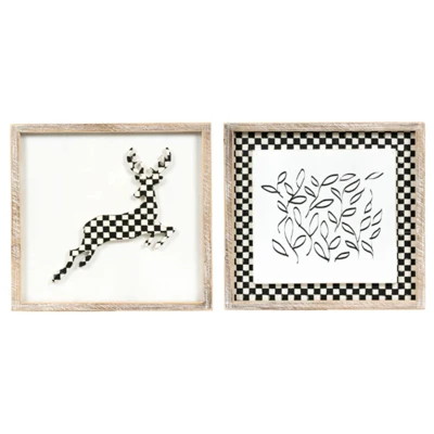 WALL SIGN 13X13X1.5 REINDEER/LEAVES REVERSIBLE WOOD (30.00)