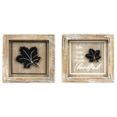 WALL SIGN 5X5X1.5 FLOWER THANKFUL REVERSIBLE  (14.00)