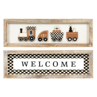 WALL SIGN 17X6X1.5 TRAIN/WELCOME WOOD (28.00)