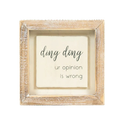 WALL SIGN 5X5X1.5 DING DONG WOOD  (10.00)