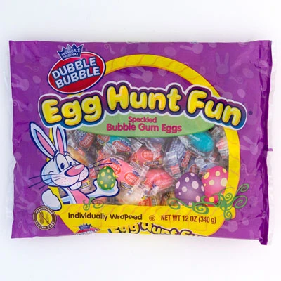 EASTER CANDY EGG HUNT 12-OZ FUN BAG DUBBLE BUBBLE COUNTER DISPLAY