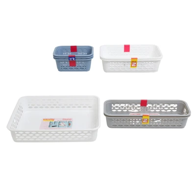 BASKET ASSORTMENT 4 SIZES DARK GRAY, WHITE & BLUE COUNTER DISPLAY