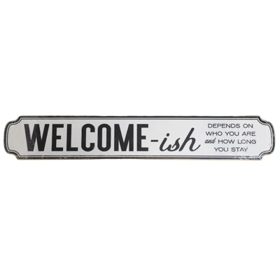 WALL DECOR 28.26X4.71 WELCOME ISH MDF WOOD DIE CUT PEGGABLE