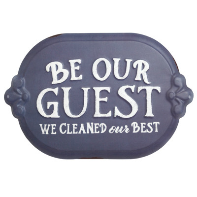 WALL DECOR 11.25X7.5 WORDS BE OUR GUEST METAL DIE CUT HANGING