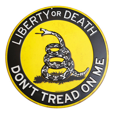 WALL DECOR SIGN 11X11  DON’T TREAD ON ME METAL DIE CUT EMB TIN