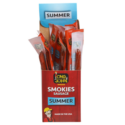 SMOKIES SAUSAGE 1OZ SUMMER LONG JOHN 2-24PC DISPLAY BOX SELL IN USA ONLY