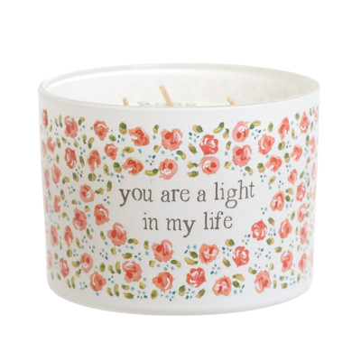 CANDLE 14OZ 4.5X3.25 LIGHT IN MY LIFE ROSE SOY WAX/GLASS/COTTON
