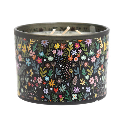 CANDLE 14OZ 4.5X3.25 DARK FLORAL VIOLET SOY WAX/GLASS/COTTON