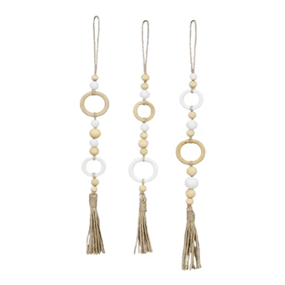 WALL DECOR 3AST BEADED TASSELS WOOD  1.8X0.5X12.75