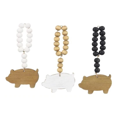 WALL DECOR 3AST BLESSING BEAD DOOR HANGER PIG WOOD 3.03X0.55X6.7
