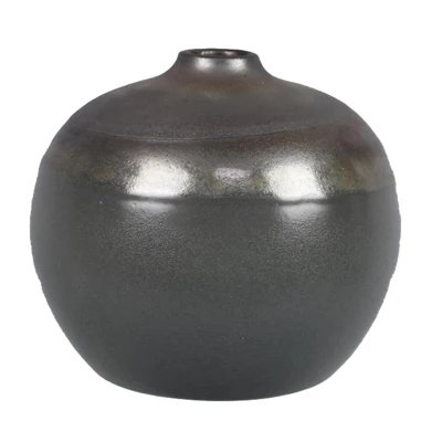 TABLETOP DECOR VASE METALIC GRAY/ANTIQUE GOLD CERAMIC 4.84X4.84X4.92