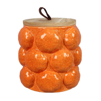 FRUIT CANISTER ORANGE CERAMIC 4.72X4.72X5.51