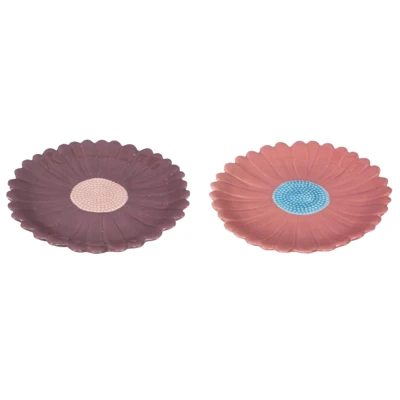 PLATE 2AST FLOWER CERAMIC 7.56X7.48X0.98