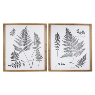 WALL SIGN 2AST BOTANICAL ART HANDMADE PAPER WOOD FRAME 30X0.65X23.5